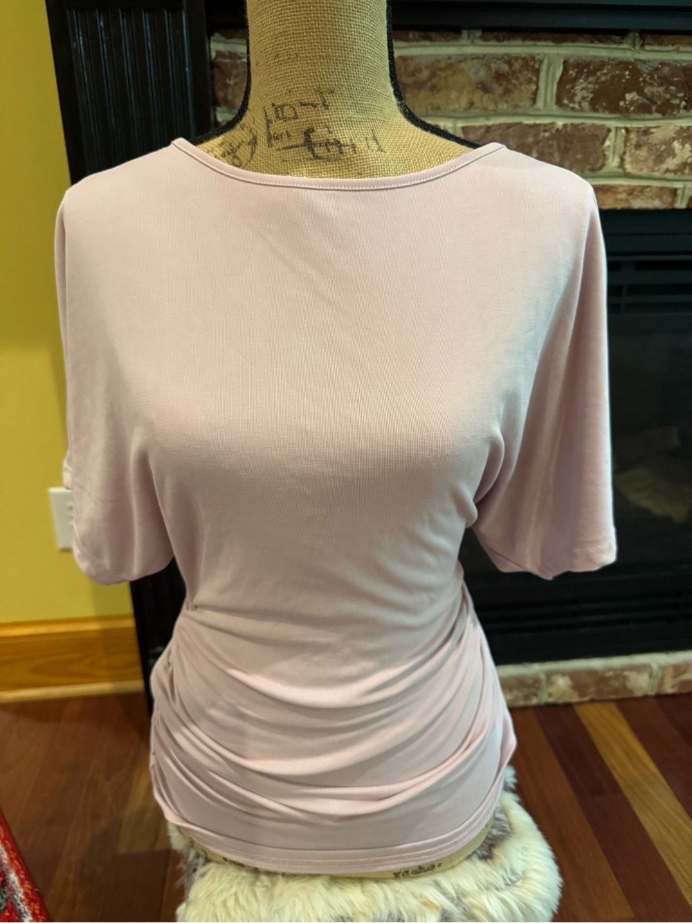 OGL BATWING WING BOATNECK RUCHED TOP NWT